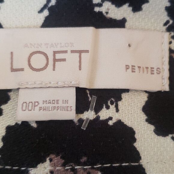 LOFT Basketweave Textured Skirt Black Brown Tan Ivory Animal Print - Picture 8 of 9